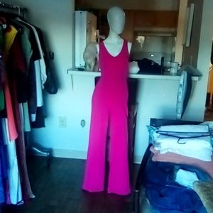 Fuchsia one-piece. Wide leg Crystal Sky pantsuit.